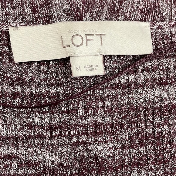 LOFT Burgundy Maroon Heather Cardigan Sweater with Pockets M - Picture 10 of 13